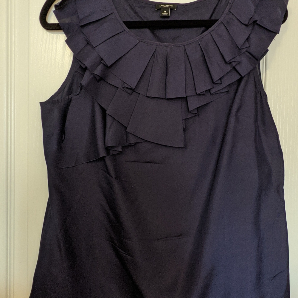 Ann Taylor Eggplant Colored 100% Silk Blouse